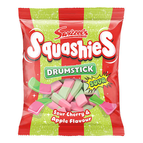 Swizzels Squashies Sour Cherry & Apple 140g 
Try the "Squashies" side of life! Your favourite Swizzels flavours made uniquely soft, foamy, and...Squashy!