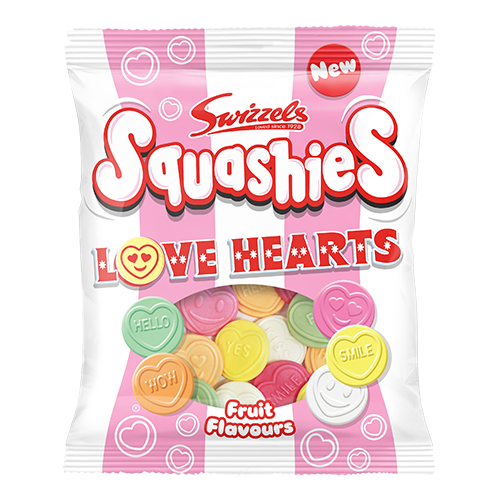 Swizzels Squashies Love Hearts 120g x12
Try the "Squashies" side of life! Your favourite Swizzels flavours made uniquely soft, foamy, and...Squashy!