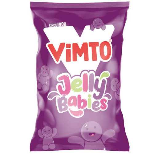 Vimto Jelly Babies 150g x10
The classic zingy flavour of grape, blackcurrant, raspberry, & Vimto's secret mix of herbs & spices now in the soft chewy shape of Jelly Babies!