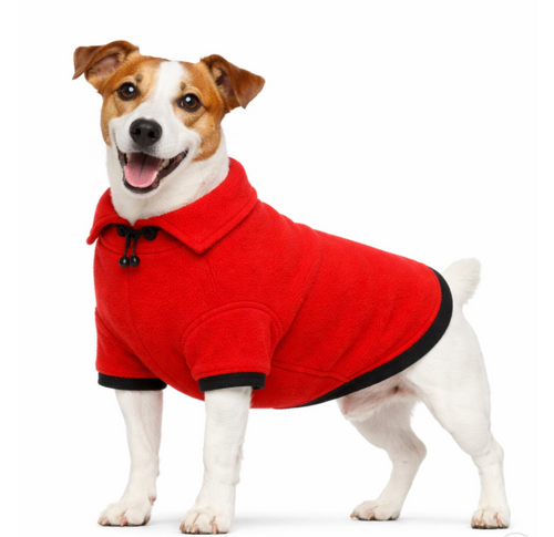 Red polar fleecy dog jumper - made in Australia.