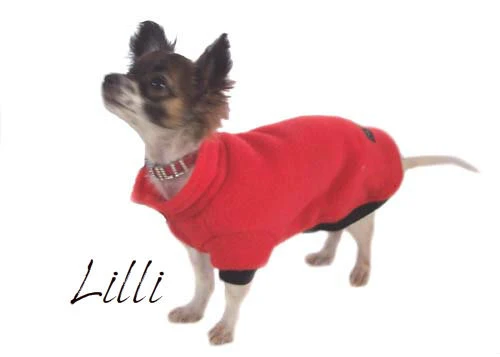 red fleecy dog jumper