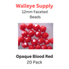 12mm Faceted Bead OPAQUE BLOOD RED 20/PK