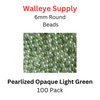 6mm Fishing Lure Beads PEARLIZED OPAQUE LIGHT GREEN 100/PK