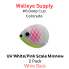 DEEP CUP COLORADO blades #6 UV WHITE PINK SCALE MINNOW color 052