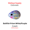 Walleye Supply COLORADO blade # 3 BAITFISH PRISM WHITE/PURPLE 2/pk (White Back)