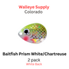 Walleye Supply COLORADO blade # 5 BAITFISH PRISM WHITE/CHARTREUSE 2/pk (White Back) 