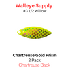 WILLOWLEAF spinner blades #3 1/2 CHARTREUSE PRISM SCALE
