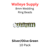 Wedding Ring Lure Beads 8mm SILVER/OLIVE GREEN