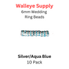 Wedding Ring Lure Beads 6mm SILVER/AQUA BLUE
