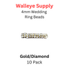 Wedding Ring Lure Beads 4mm GOLD/DIAMOND