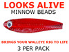 walleye fishing components Looks Alive Minnow lure Beads TRANS. SALMON RED