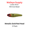 Looks Alive Minnow Beads METALLIC GOLD RED HEAD