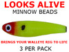 Looks Alive Minnow Beads CHARTREUSE w/RED HEAD