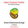 Viper Tackle Rattle Blades #4 Green Chartreuse Orange