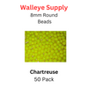 8mm Fishing Lure Beads CHARTREUSE 50/PK