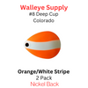 #8 Deep Cup Colorado Spinner Blade Orange with White Stripe