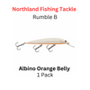 NORTHLAND FISHING TACKLE: Rumble B Crankbait size 9 color ALBINO ORANGE BELLY