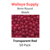 8mm Fishing Lure Beads TRANSPARENT RED 50/PK