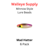 Minnow Style Lure Beads MAD HATTER 6 pk Minnow Style Lure Beads MAD HATTER 6 pk