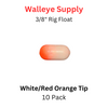 RIG FLOAT 5/16" WHITE with RED ORANGE Tip 10 PK