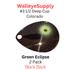 Walleye Supply Customs #3 1/2 Deep Cup Colorado Green Eclipse