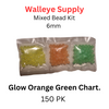 6mm Mixed Bead Set Glow Green, Orange, and Chartreuse