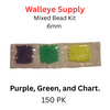 6mm Mixed Bead Set Purple, Green, and Chartreuse, 150 Pack