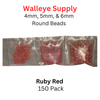 Mixed Size Bead Pack Ruby Red in Sizes 4mm, 5mm, and 6mm.