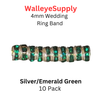 Wedding Ring Lure Beads 4mm SILVER/EMERALD GREEN