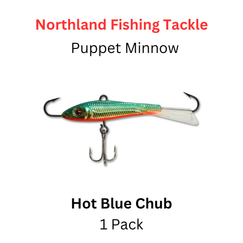 NORTHLAND TACKLE Puppet Minnow 1.5 Fishing Lure - GLO White, #14 Treble Hooks For Walleye, Pike, Trout