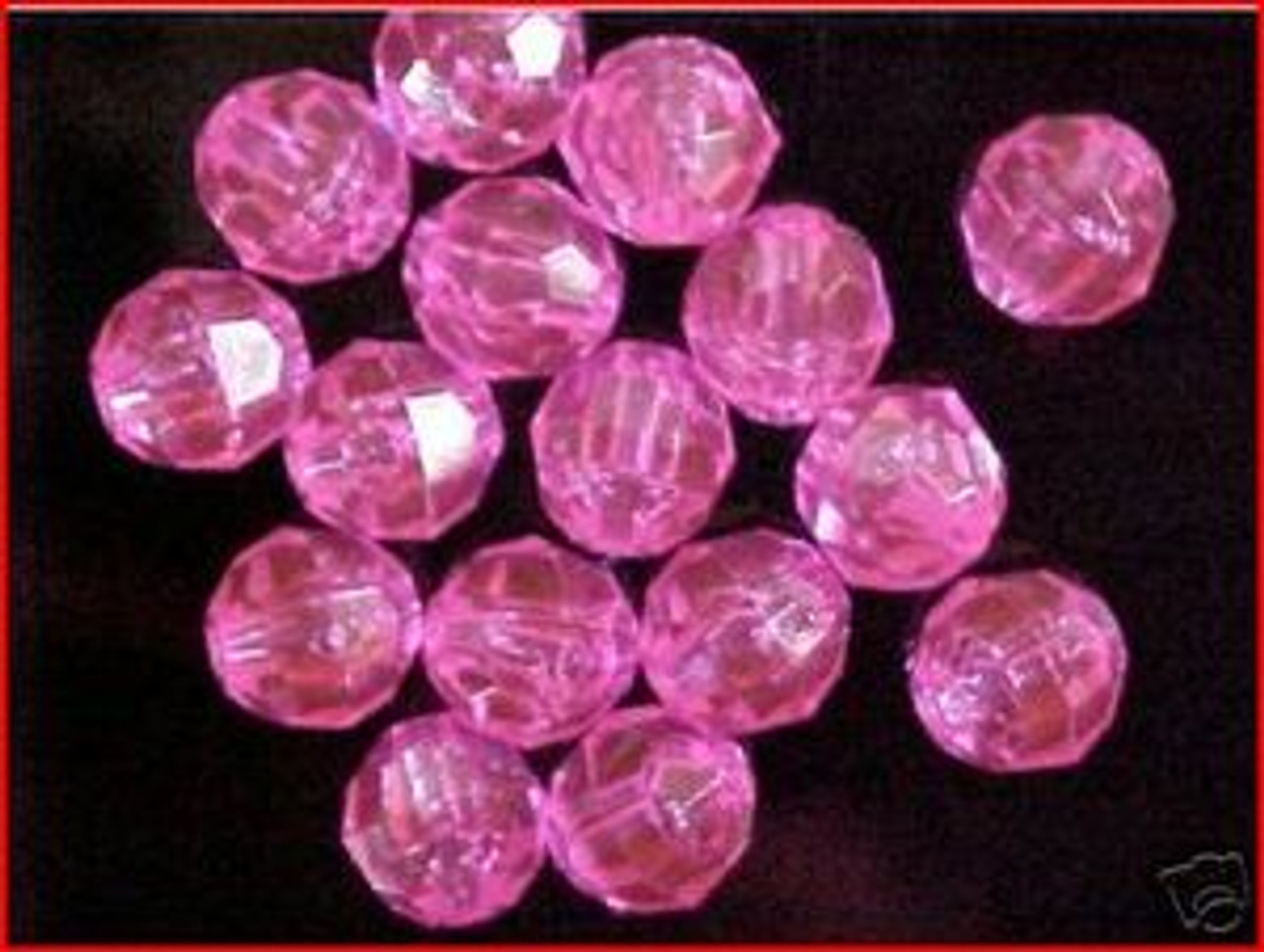 Beads Faceted 10mm TRANS.PINK 36/PK