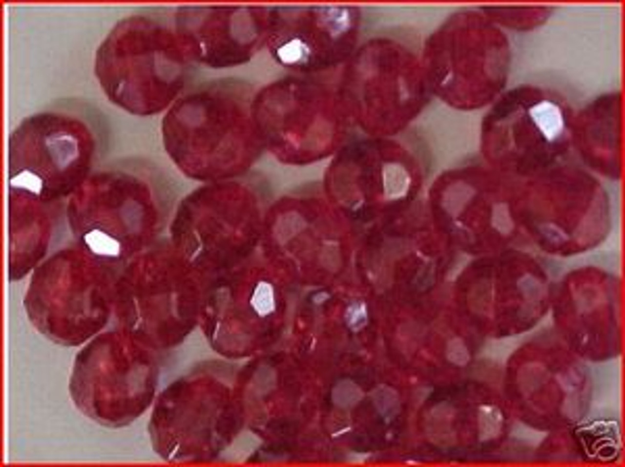 8mm Faceted Bead TRANSLUCENT RUBY RED 100/PK