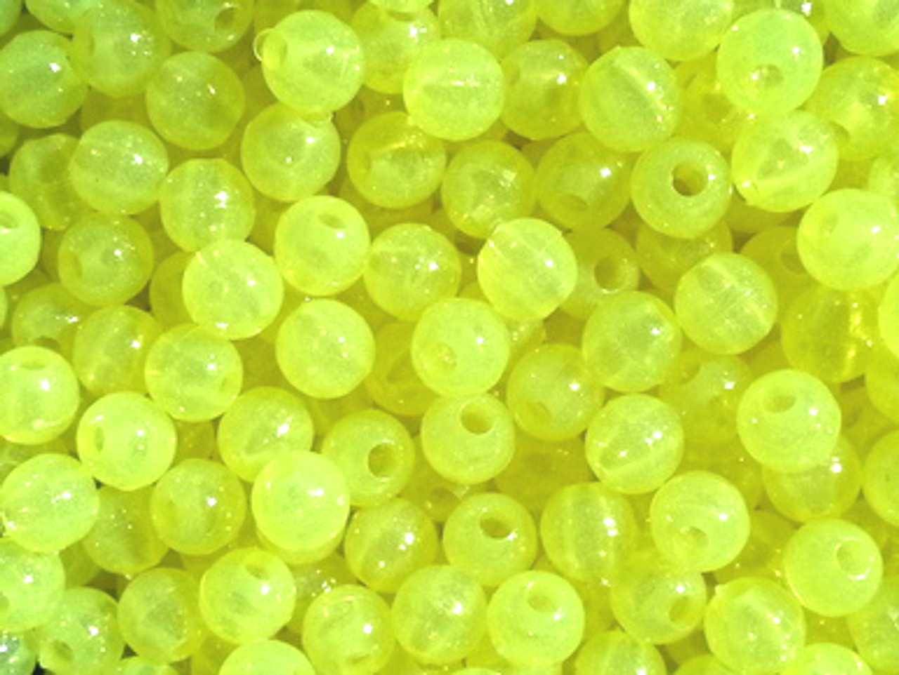 Fishing Beads Round 6mm GLOW YELLOW 100/PK 