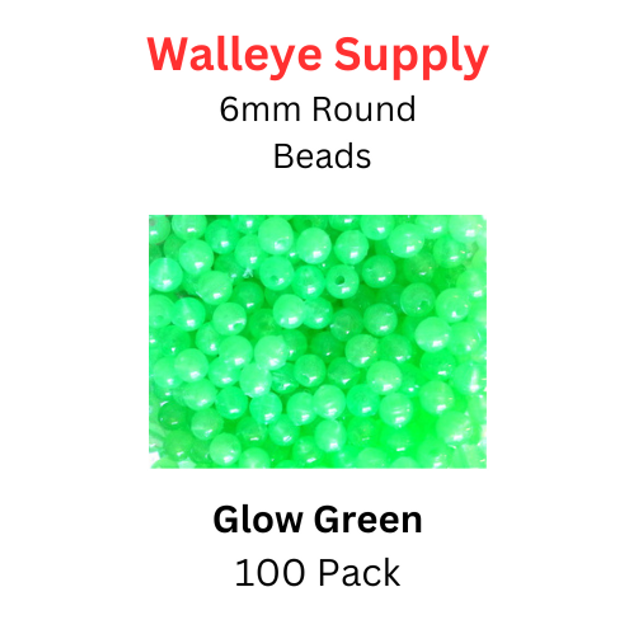 6mm Fishing Lure Beads GLOW GREEN 100/PK