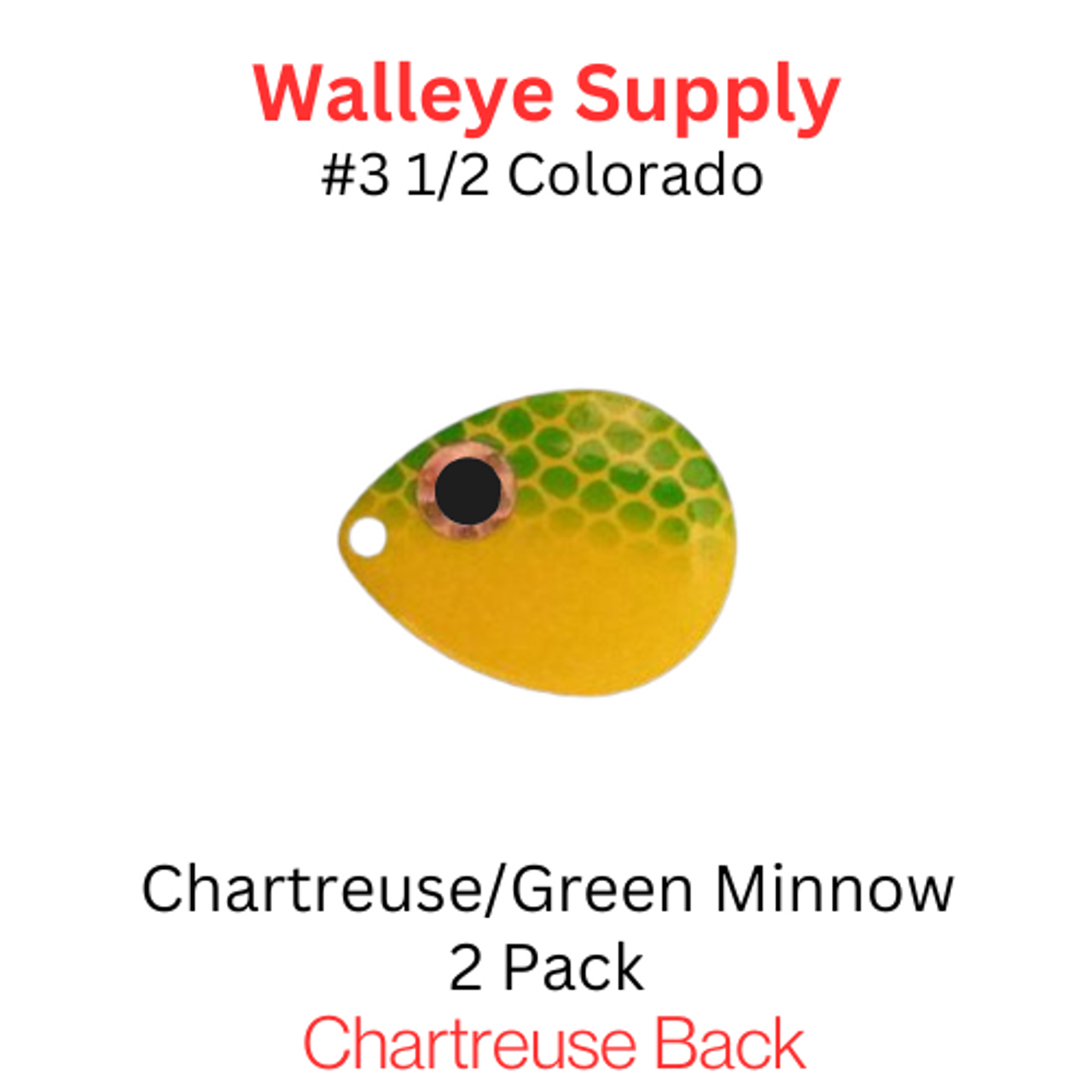 COLORADO blades #3 1/2 CHART/GREEN MINNOW WALLEYE COMPONENTS