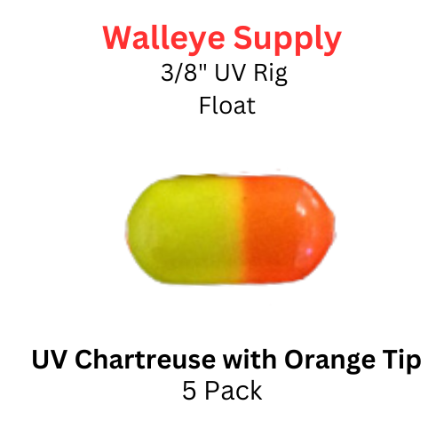 3/8" UV CHARTREUSE with ORAGNE TIP Rig (Pill) Float 5 PK