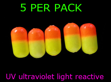 RIG FLOATS 3/8" UV CHARTREUSE/ORANGE TIP WALLEYE FISHING LURES