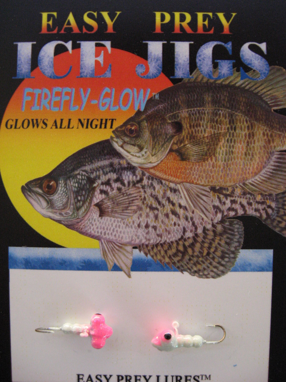 ICE FISHING JIGS #12 HORIZONTAL LARVE GLOW/PINK / EASY PREY LURES