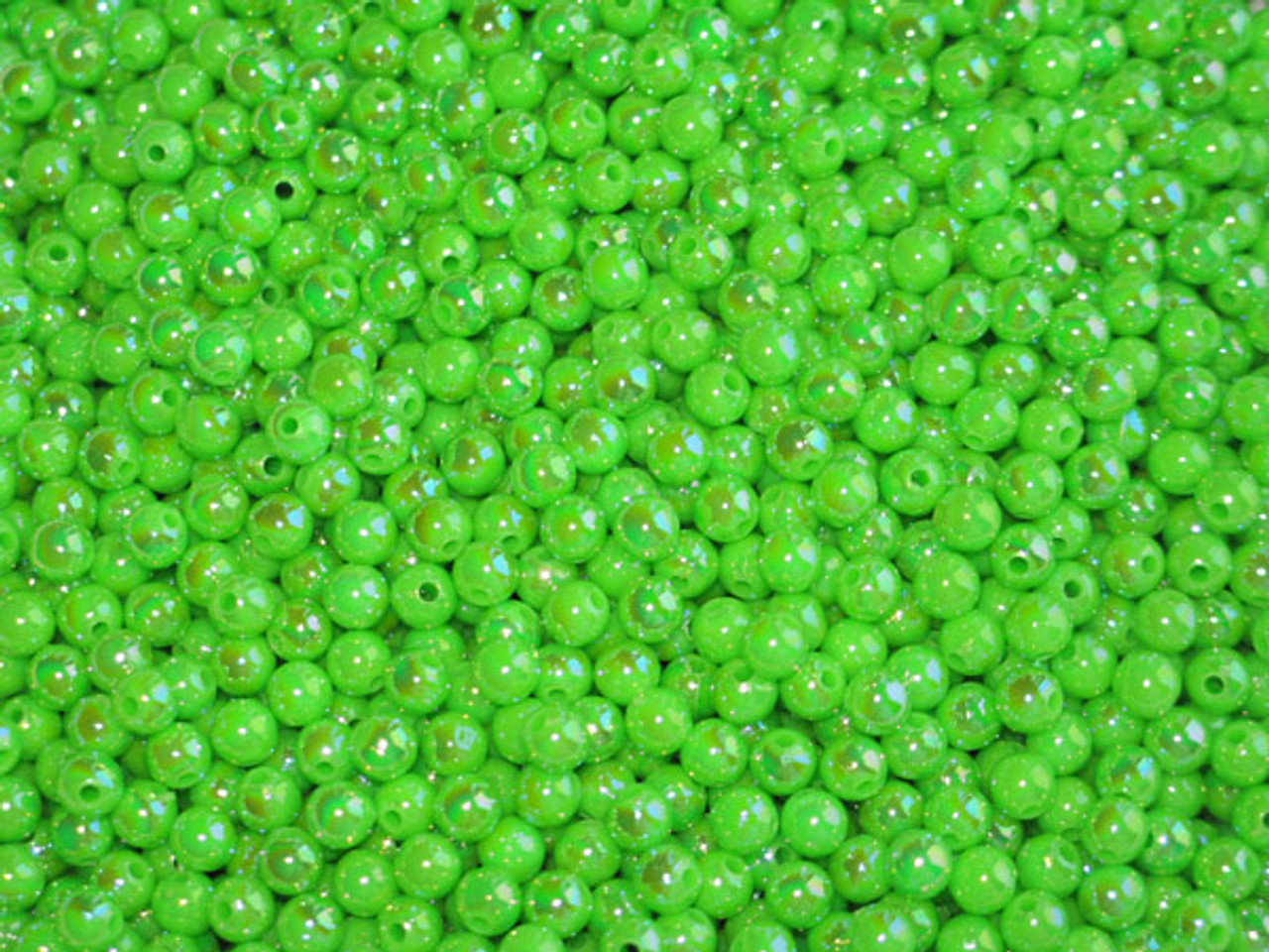 JT 6mm Pearlized Neon Green Beads 100/PK 