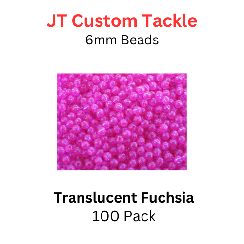 JT Custom Tackle 6mm Beads: Translucent Fuchsia 100/PK