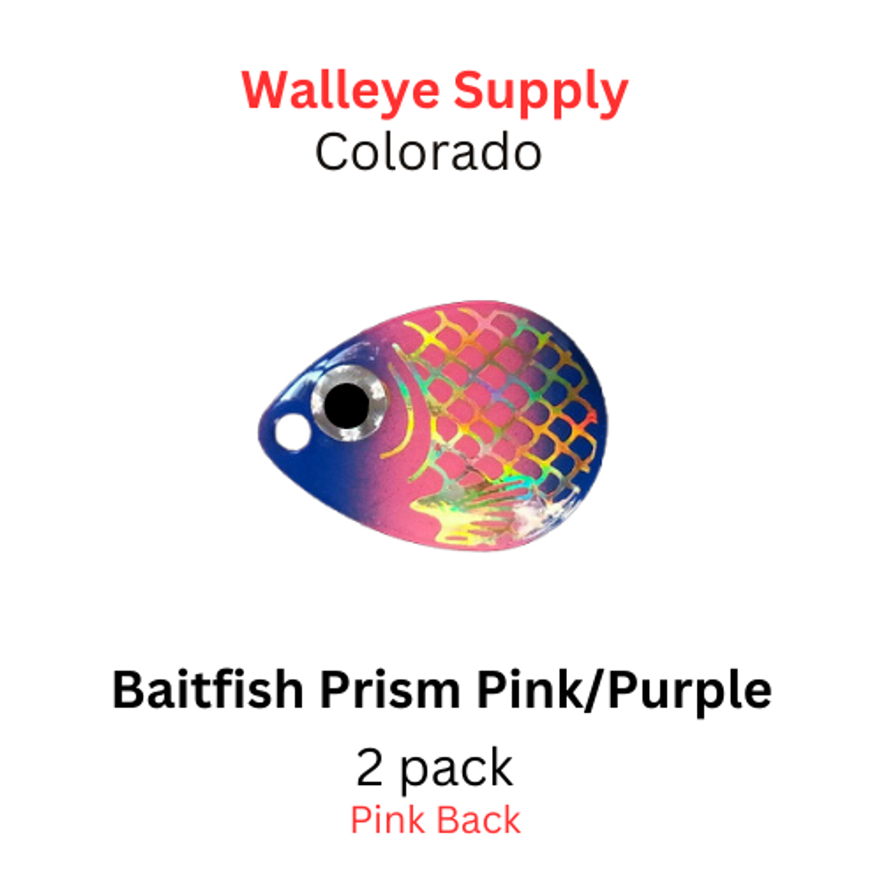 Colorado Spinner Blades #3 Baitfish Prism Pink with Purple Color 627 2/pk