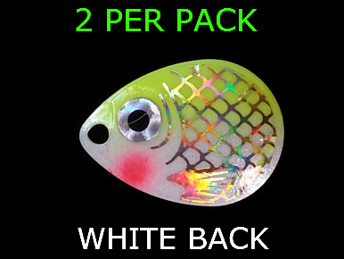 Colorado blades # 3 Baitfish Prism  White with Chartreuse 2/pk