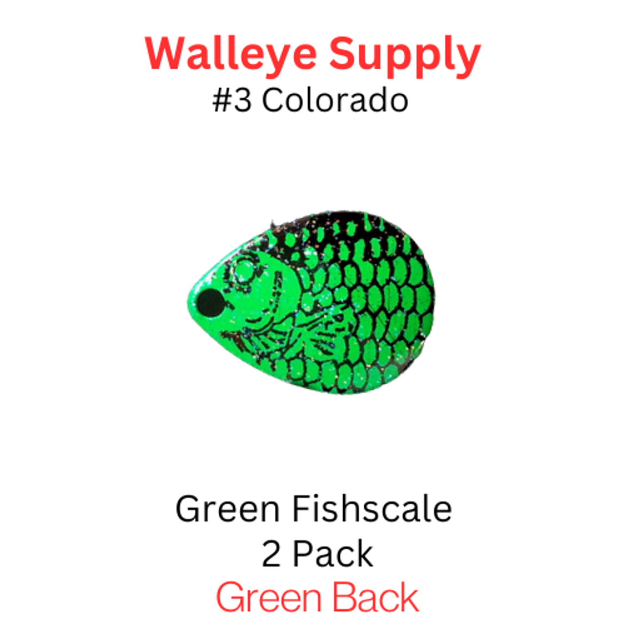 Colorado Spinner Blades #3 Green Fish Scale 2/pk