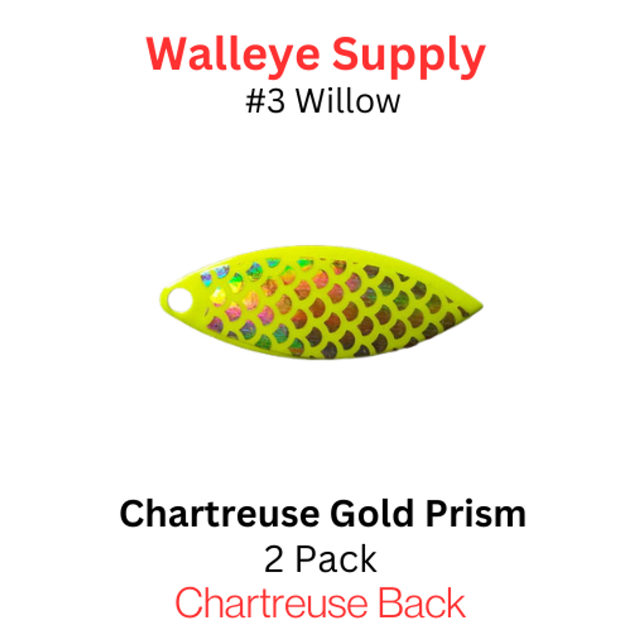 WILLOWLEAF spinner blades #3 CHARTREUSE PRISM SCALE
