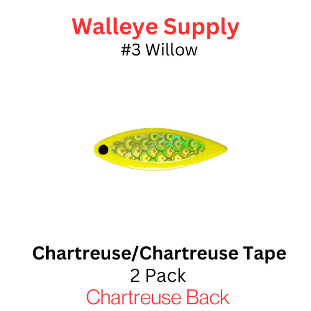 WILLOWLEAF spinner blades #3 CHARTREUSE CHARTREUSE TAPE