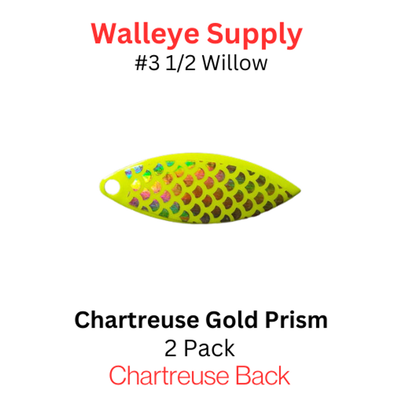 WILLOWLEAF spinner blades #3 1/2 CHARTREUSE PRISM SCALE