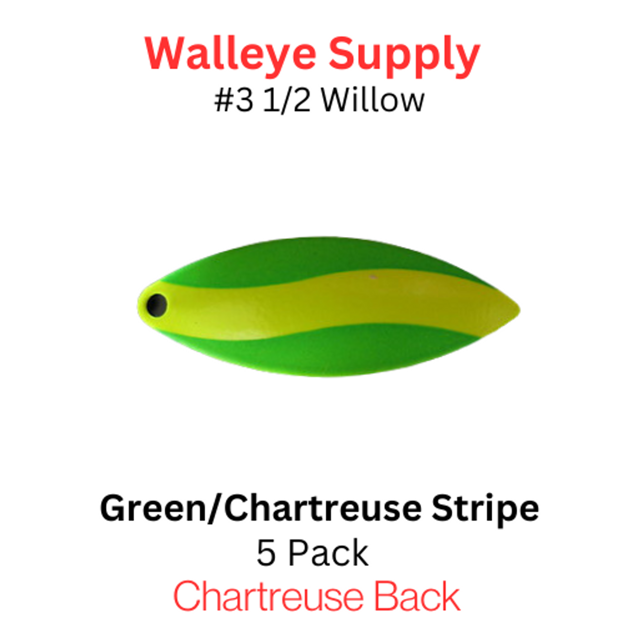 WILLOWLEAF blades #3.5 GREEN/CHARTREUSE STRIPE PAINTED BACK