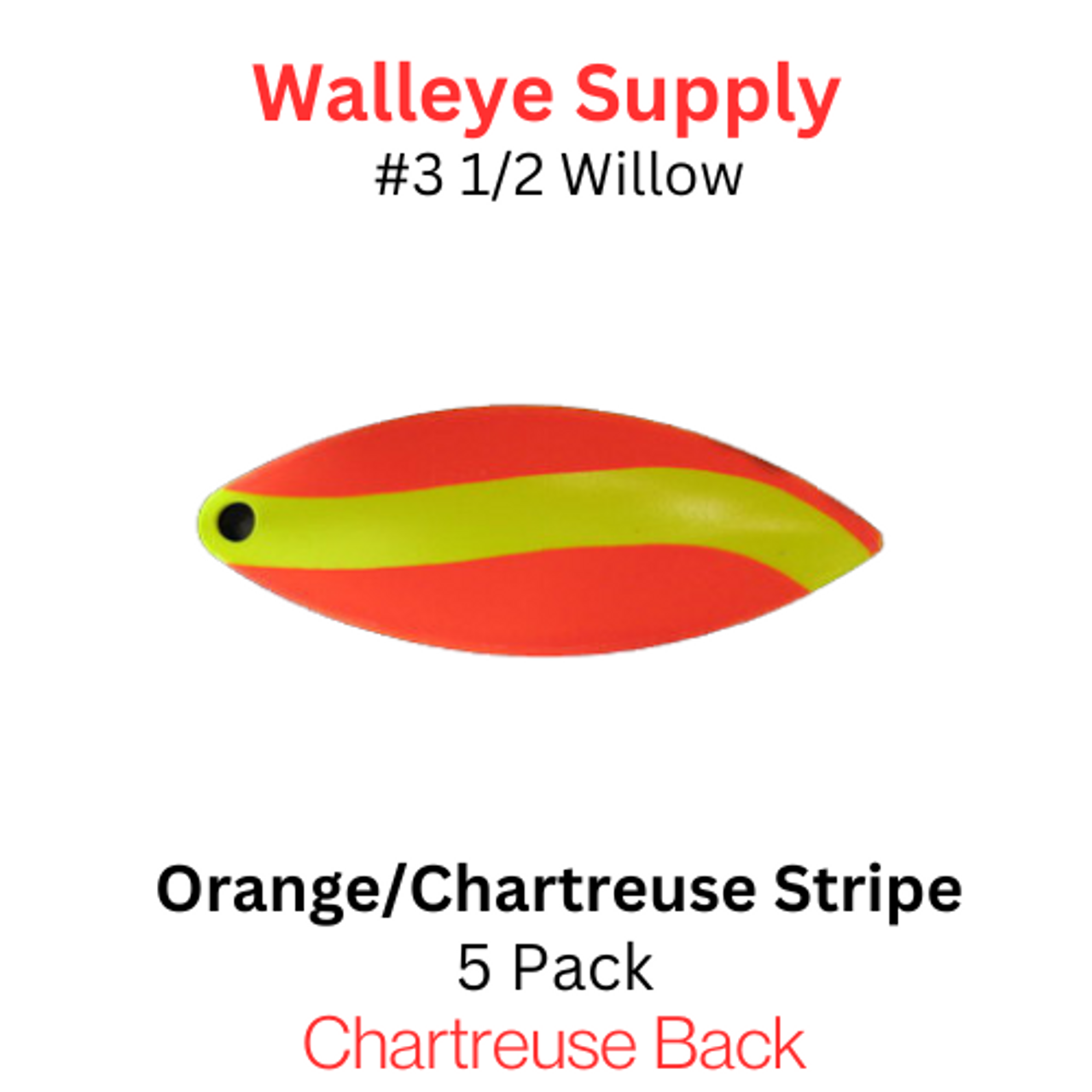 WILLOWLEAF blades #3.5 ORANGE/CHARTREUSE STRIPE PAINTED BACK