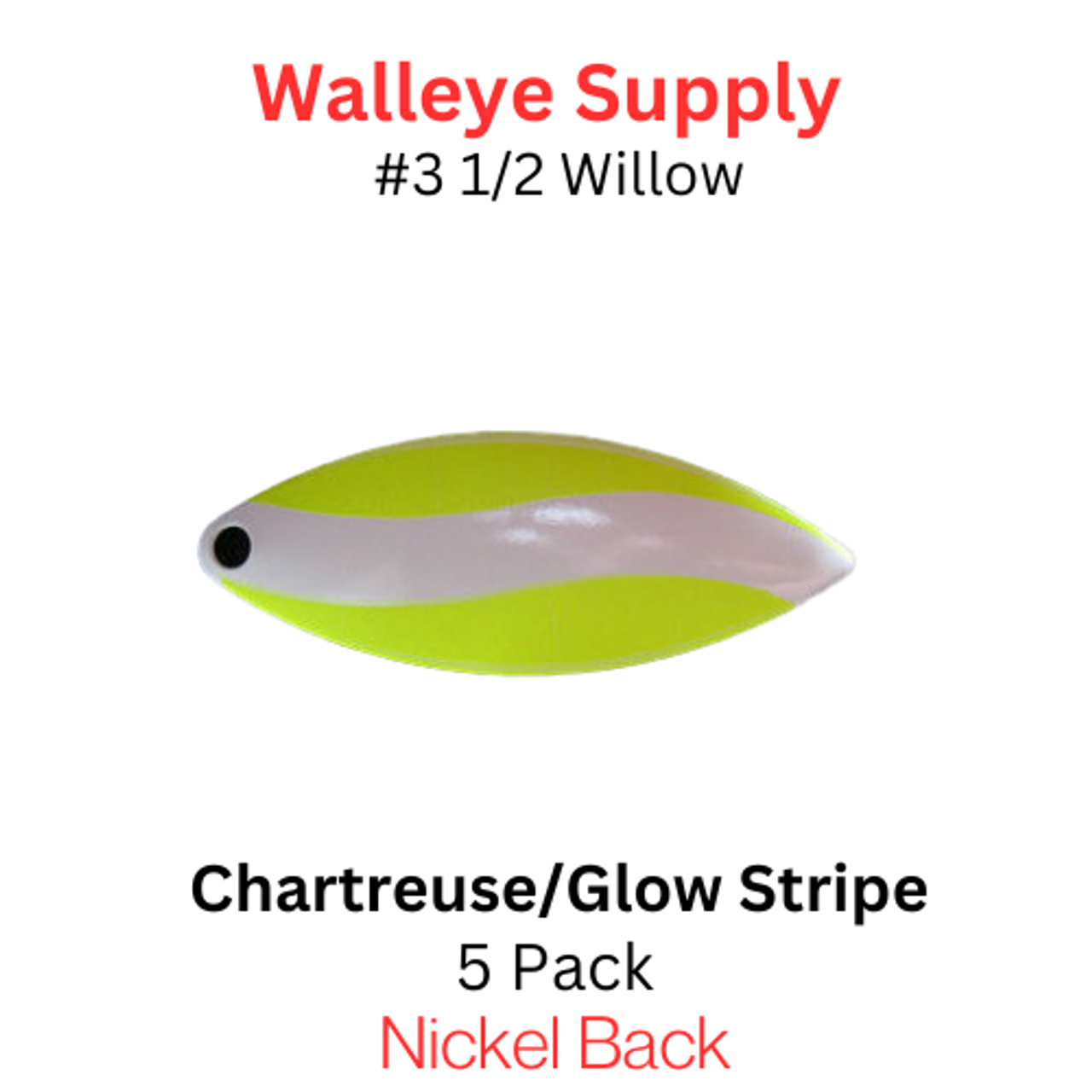 WILLOWLEAF blades #3.5 CHARTREUSE/ GLOW WHITE STRIPE