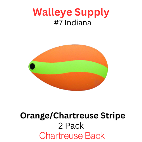 Indiana Blade size 7 Orange with Chartreuse stripe 2/pk